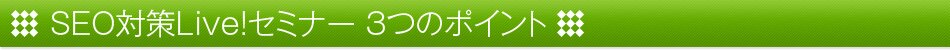 SEO�΍�Live!�Z�~�i�[ 3�̃|�C���g